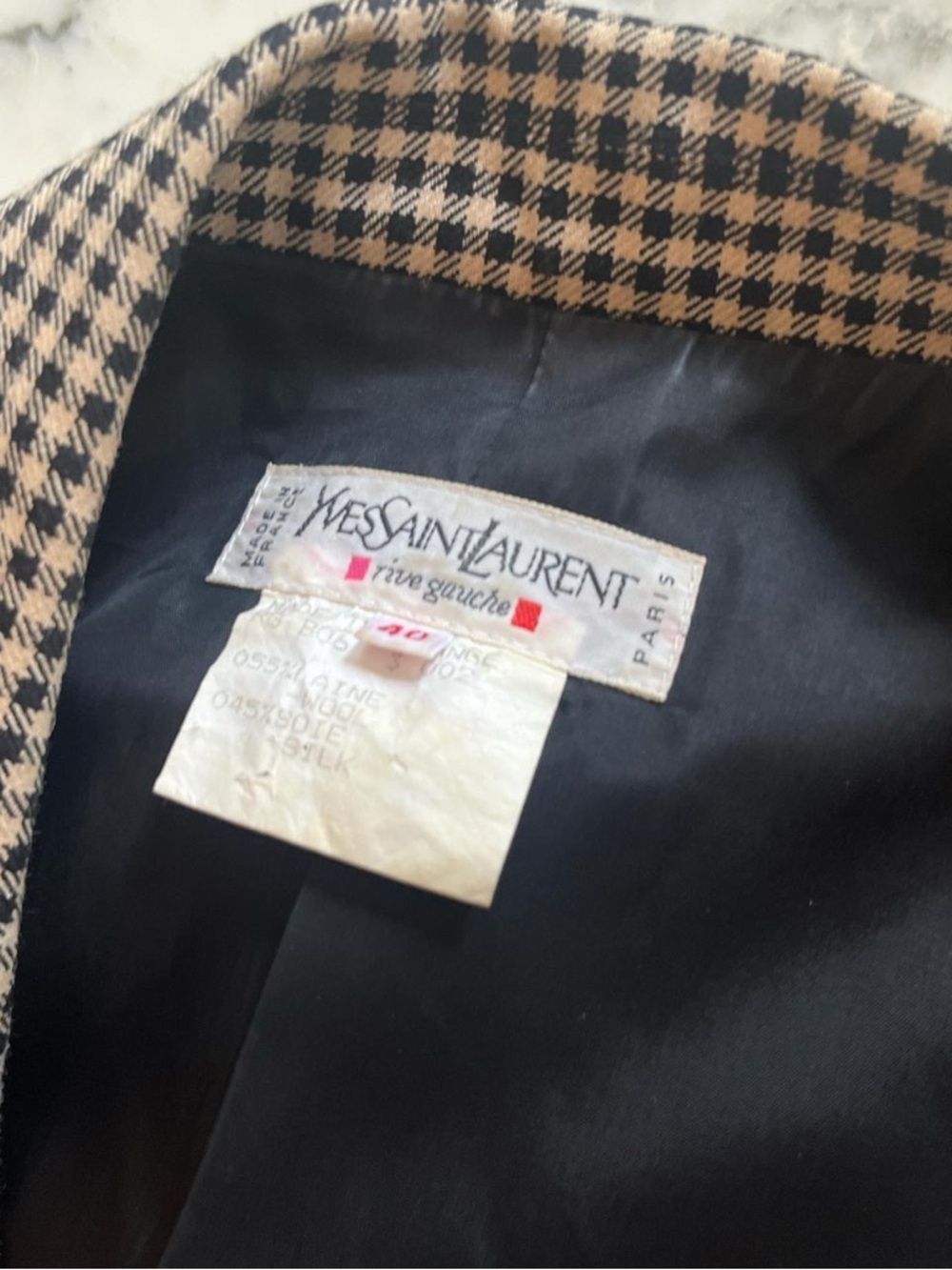 Saint Laurent Black & Cream Houndstooth Women's Blazer - Picture 4 of 4